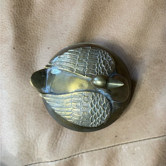 Vintage Solid Brass Duck Trinket Box Home Decor Compote Mid-century Modern MCM - Picture 8 of 8